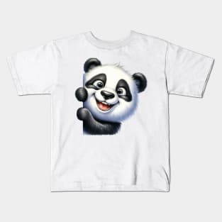 Cute Panda Playing Peek a Boo Kids T-Shirt